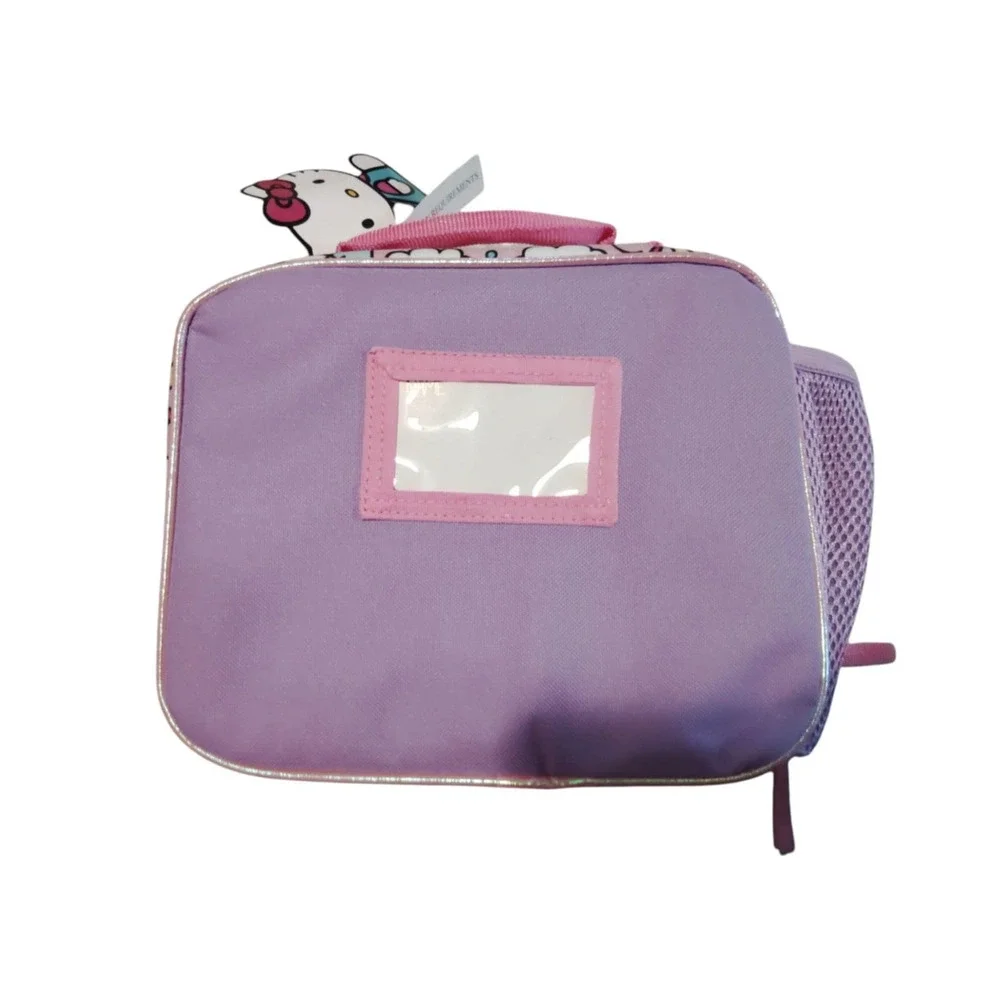 Hello Kitty Lunch Box Glitter Rainbow Pink Insulated Zip Bag 10